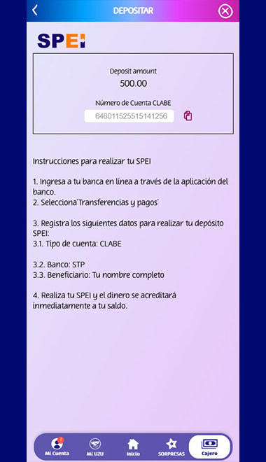 Selección del método de pago para depositar y jugar al bingo.
