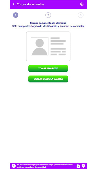 Verificación de identidad con documentos en el operador.