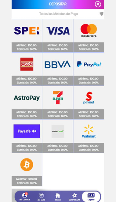 Depósito con métodos de pago mexicanos en el casino online.