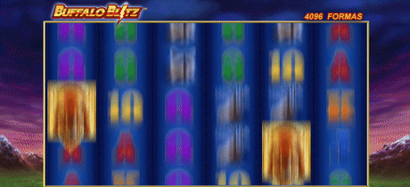 Tablero de la slot Buffalo Blitz de Playtech al jugar en un casino online de Colombia.