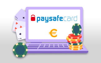 Un portátil con el símbolo de paysafecard en la pantalla.