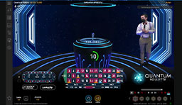 Casino en vivo con la fase de apuestas en la ruleta Quantum de Playtech.