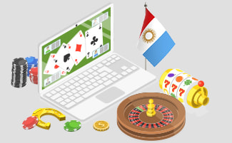 Una computadora, fichas y juegos de los mejores casinos online en Córdoba.info@loteriacba.com.ar