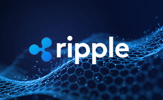 Logo de Ripple sobre fondo azul.