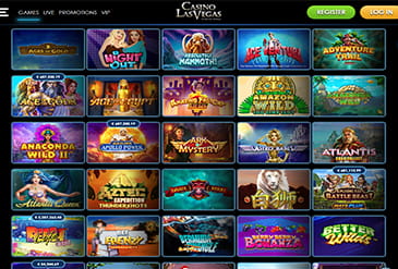 Menú de juegos a los que apostar en Casino las Vegas.