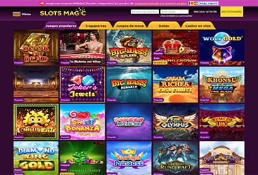 Sección de juegos que encontrarás en la página werb del casino Slots Magic.