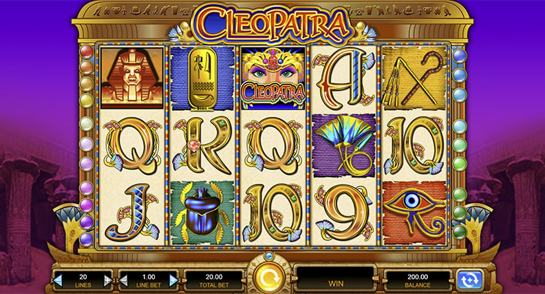 Tablero de la slot Cleopatra al jugar en un casino online.