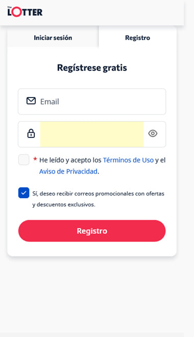 Proceso de registro para participar en las loterías internacionales.
