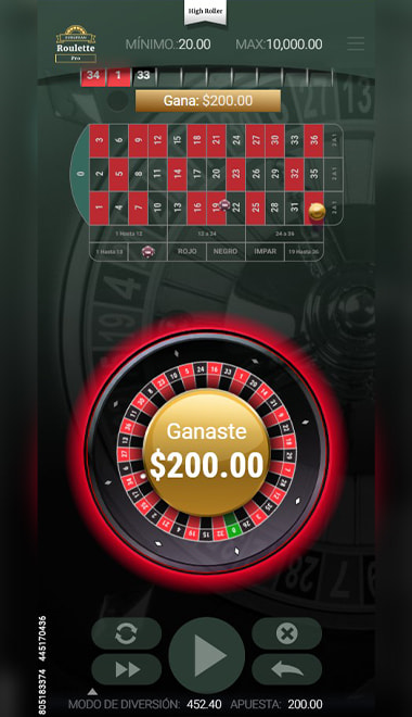 Premio obtenido en la ruleta online.