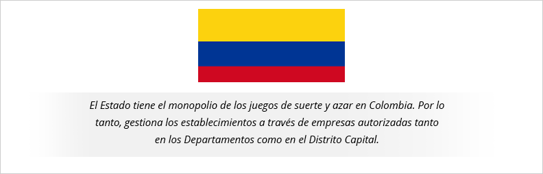 Bandera de Colombia con un texto que agrega información sobre la situación legal del juego en el país.