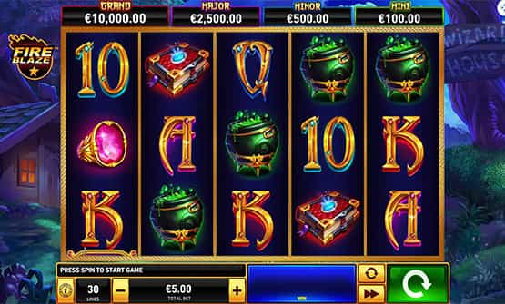 Partida de Fire Blaze Blue Wizard Megaways en un casino online de España.