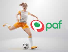 Futbolista chutando y el logotipo de la casa de apuestas Interwetten, que ofrece apuestas de fútbol femenino.