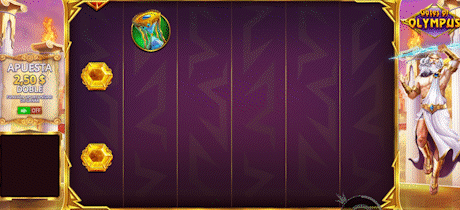 Tablero de la slot Gates of Olympus al jugar en un casino online.