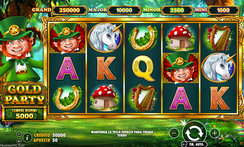 Tablero de la slot Gold Party al jugar en un casino online.