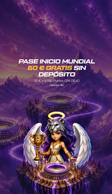 Pantalla del bono de bienvenida del casino.