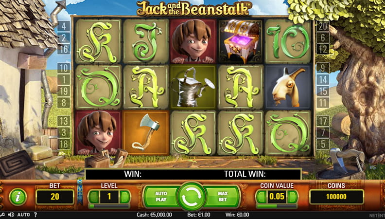 Juego demo de la slot Jack and the Beanstalk.