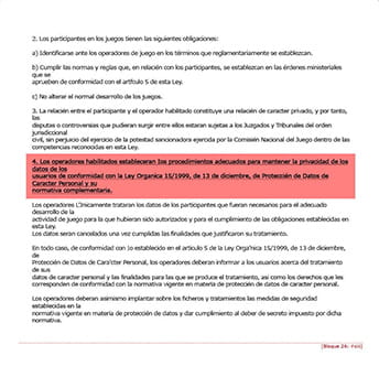 Extracte de la Llei de Protecció de dades DGOJ.