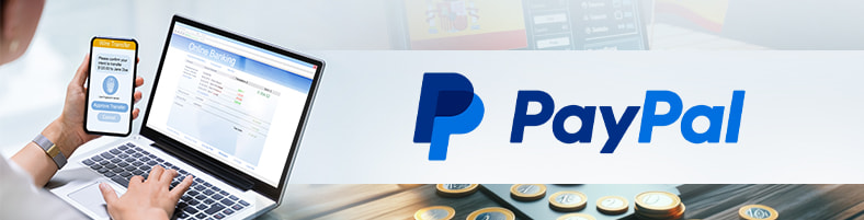 Logo de PayPal en casinos online de España.