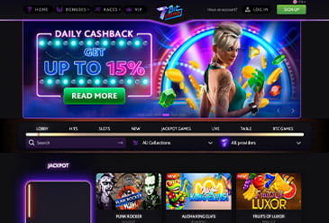 Atractivo diseño de página de bienvenida de 7bitCasino