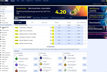 Oferta de apuestas deportivas en William Hill