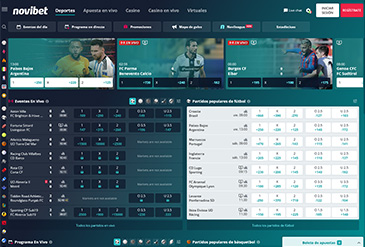 Página de la sección de apuestas deportivas de Novibet Argentina