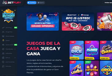 Página principal del casino BetFury.