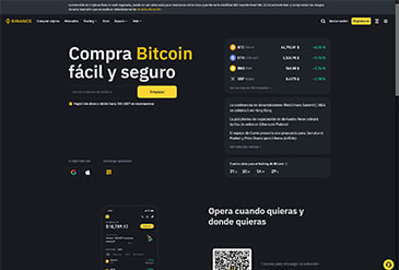 Esta es la página de inicio de Binance