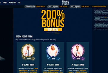 Catálogo de bonos y promociones disponibles en el casino Dream Vegas.