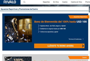 La página de bonos del casino Rivalo.