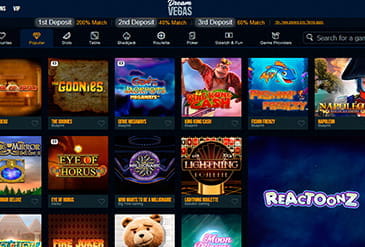 Muestra de los juegos disponibles en el casino Dream Vegas.