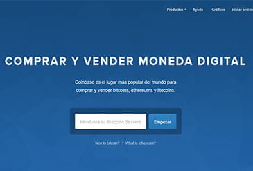 Esta es la página de inicio de Coinbase.