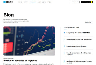Página de inicio para invertir en DEGIRO