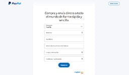 Primer paso del proceso para crearse una cuenta en PayPal.