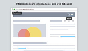 Página prototipo en la que se muestra toda la información necesaria para saber si un casino es seguro, incluyendo datos de seguridad técnica, autoridad regulatoria y organizaciones de juego responsable.