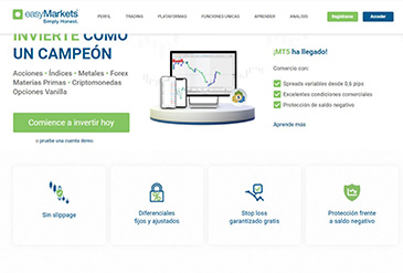 Página de inicio de easyMarkets