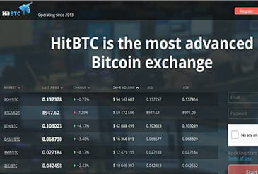 Esta es la página de inicio de HitBTC