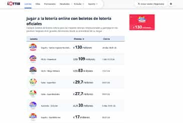Página de loterías sitio web TheLotter