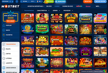 Juegos destacados del casino online Mostbet.