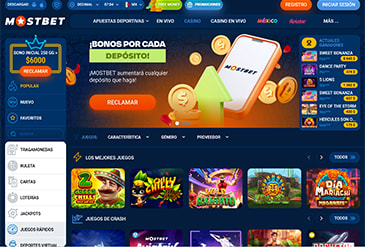 Página de inicio del casino online Mostbet.