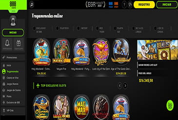 Página de la sección de casino de reseña 888casino Chile