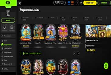 Página de la sección de casino de reseña 888casino Paraguay