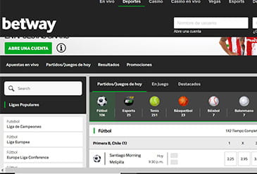Página principal de la sección de apuestas deportivas en reseña de Betway.