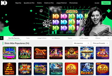 Página de la sección de casino de 10bet Chile