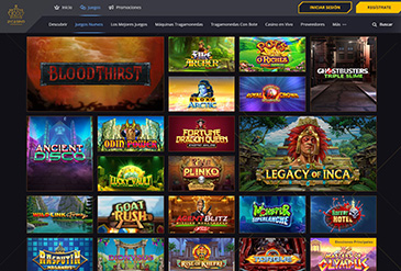Página principal del casino online de 21Casino México