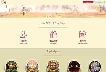 Página de la sección de casino de 777