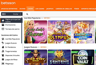 Página de la sección de casino de reseña Betsson