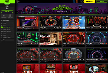 Oferta de juegos en vivo de 888casino México