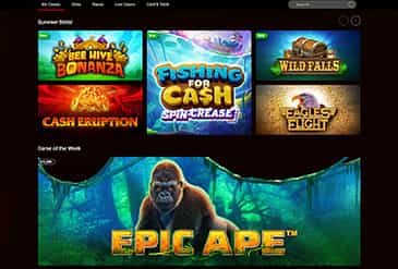 Imagen con la pantalla principal de la oferta de juegos del casino Michigan