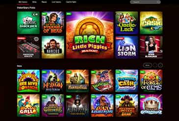 Imagen con la pantalla principal de la oferta de juegos del casino New Jersey