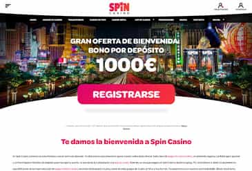 Página de inicio sitio web Spin Palace